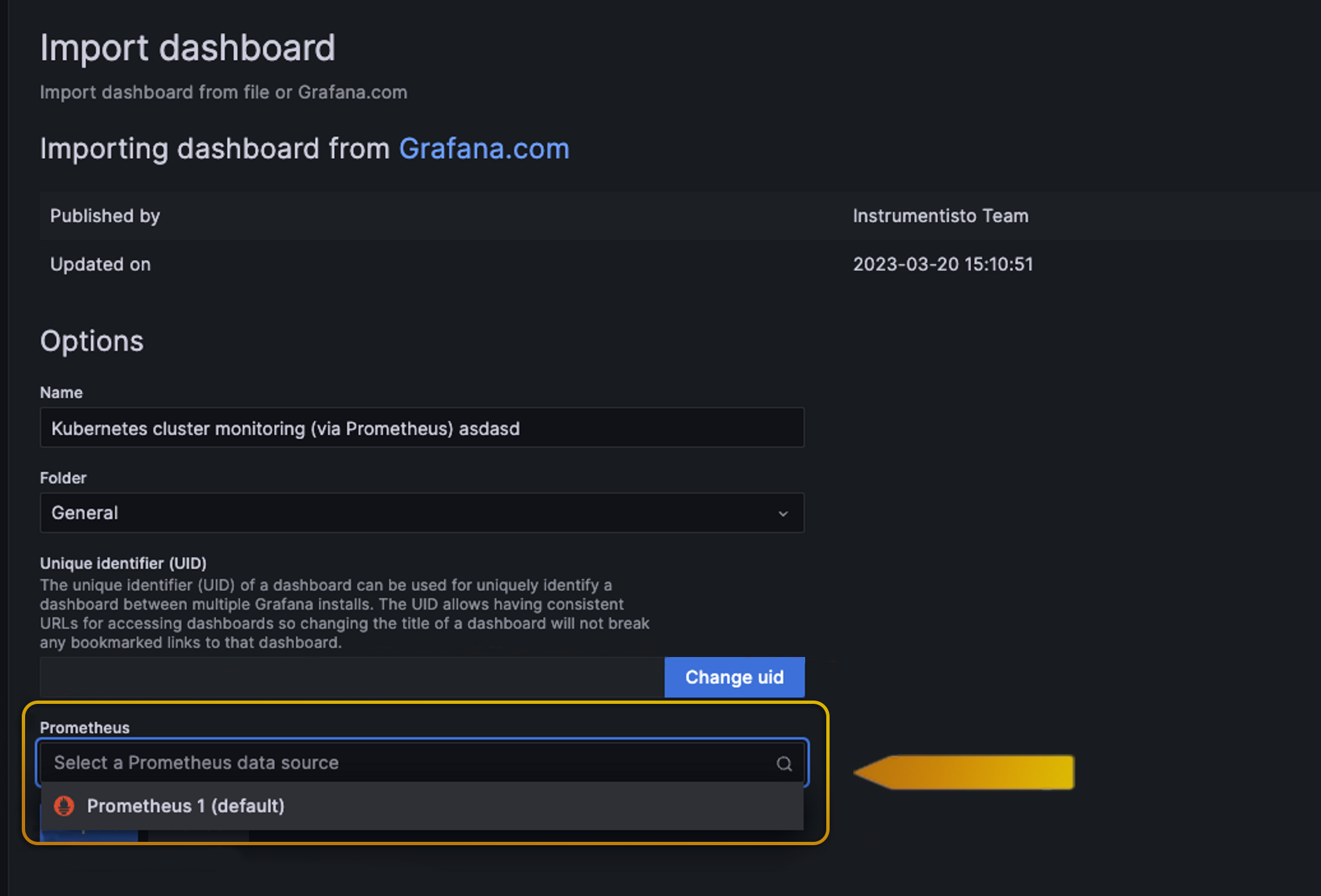 Grafana Import Dashboard Source